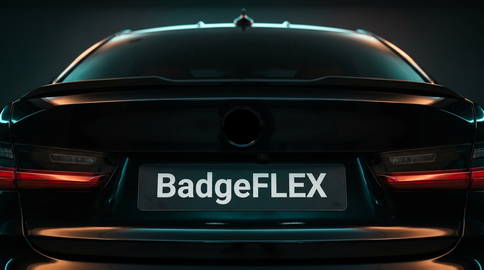 BMW M3 Competition rear with a BadgeFLEX emblem on the trunk