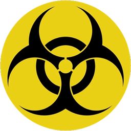 Biohazard logo on a BadgeFLEX digital car emblem