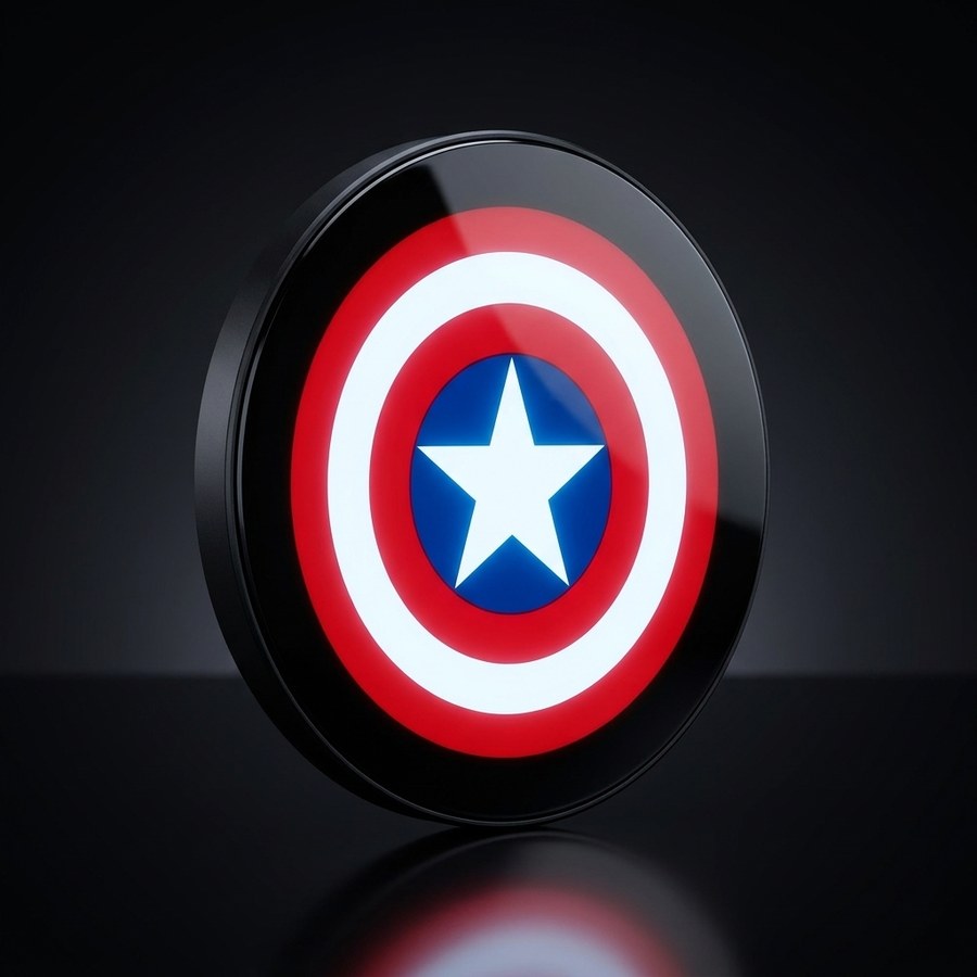 BadgeFLEX digital car emblem displaying the Captain America shield
